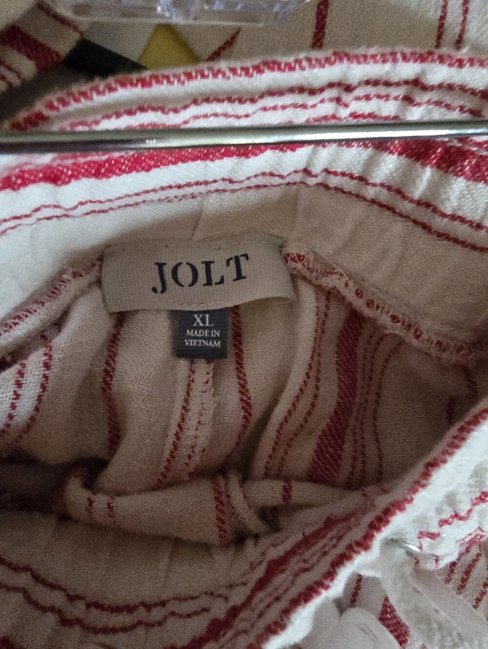JOLT LINEN BLEND ROP BELTED LOOSE PANTS, WHITE RED XL - Picture 8 of 10